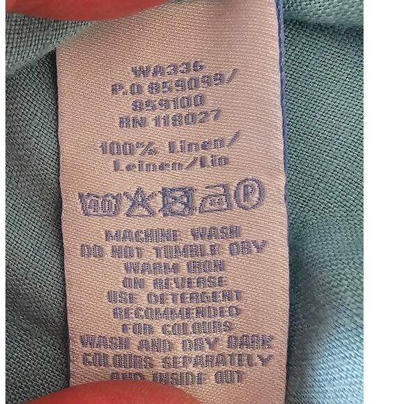 Boden 100% Linen Top Short Sleeve, Beaded Neckline, Turquoise , US Sz 6 - Picture 8 of 9